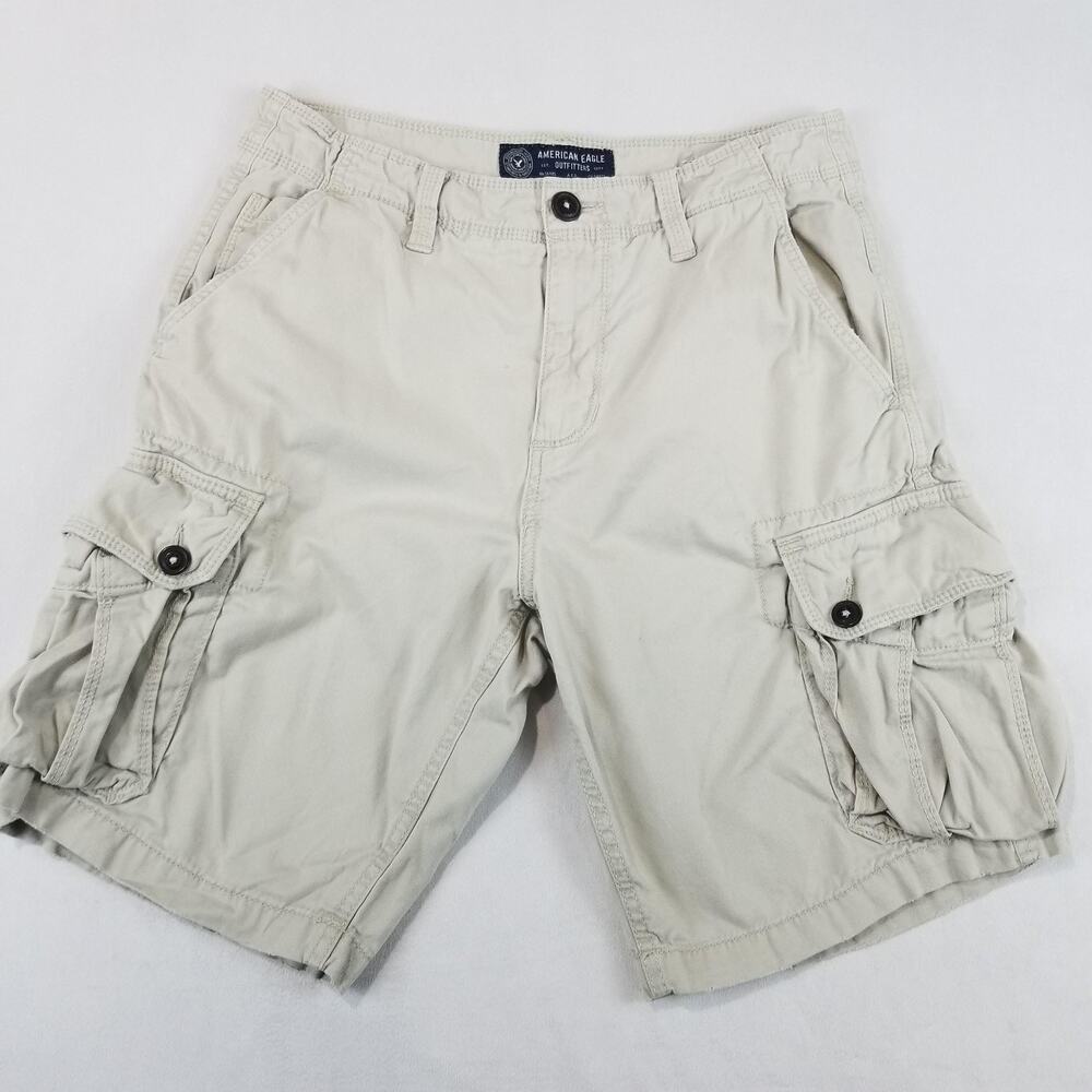 American Eagle Cargo Shorts 32 Khaki Classic Baggy 10" Skate Utility Y2K Twill M